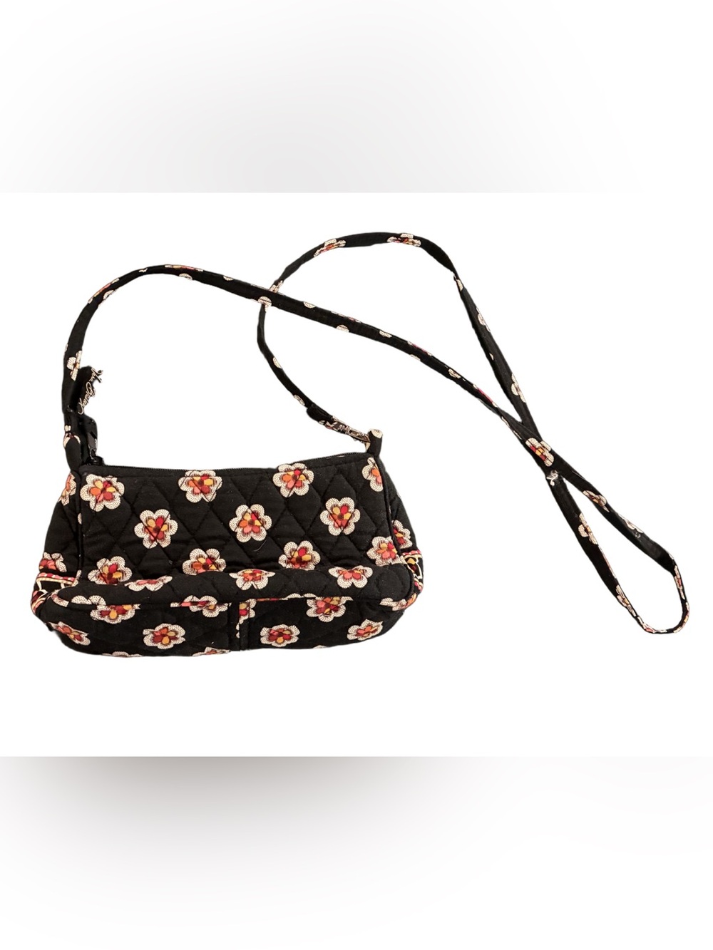 Vera Bradley Pirouette crossbody  retired handbag. Quilted black red floral